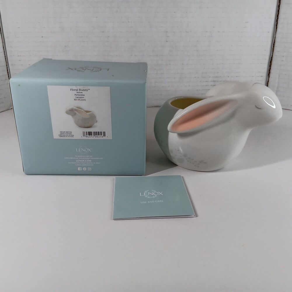 Lenox Floral Bunny Candle Rabbit Easter Spring Candleholder Porcelain 891118